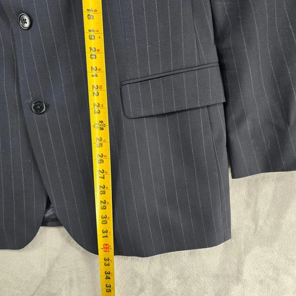 Brooks‎ Brothers 346 Mens 45R Navy Blue Pinstripe Stretch Wool Blend Blazer
